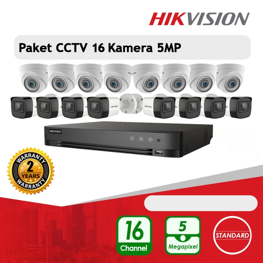 PAKET CCTV HIKVISION 5MP 16 KAMERA HDD 1TB SIAP PASANG