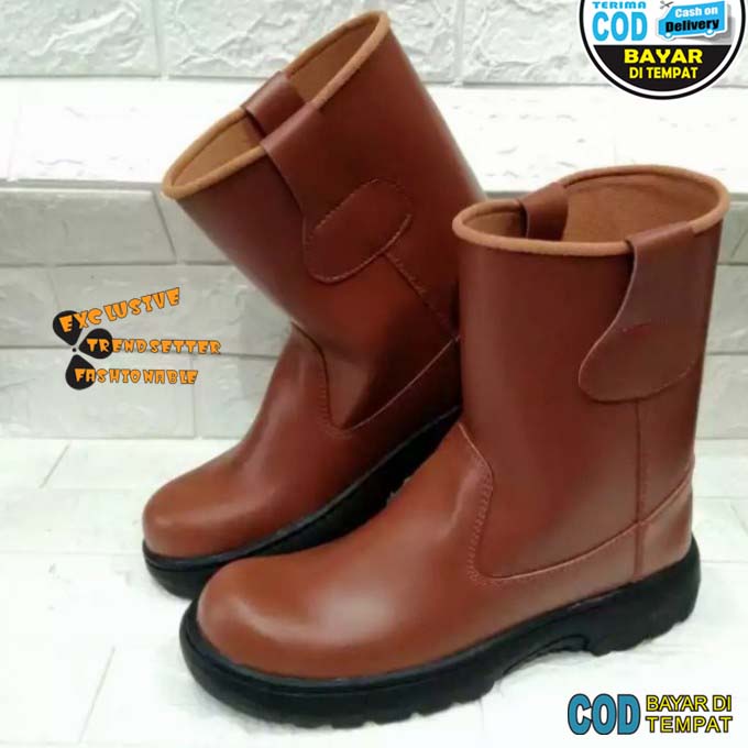 COD Sepatu Septi Saveti Safety Boot King Shoes SKN Ujung Besi Kulit Buatan Impor Keselamatan Kerja Pabrik Bengkel Bangunan