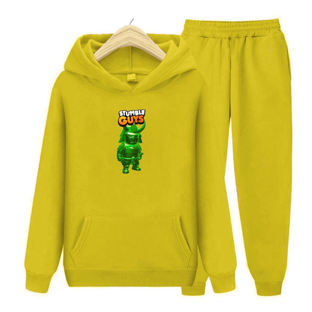 Setelan Anak Stumble gambar ijo/Setelan Hoodie Topi Size S,M,XL,XXL