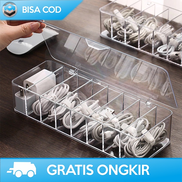 KOTAK TEMPAT PENYIMPANAN KABEL CABLE STORAGE BOX ORGANIZER 8 SLOT