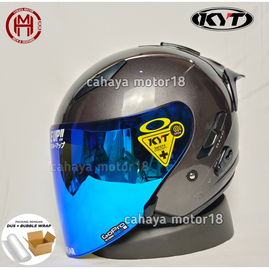 PAKET GANTENG HELM KYT GALAXY GUNMETAL KACA IRIDIUM|KYT GALAXI