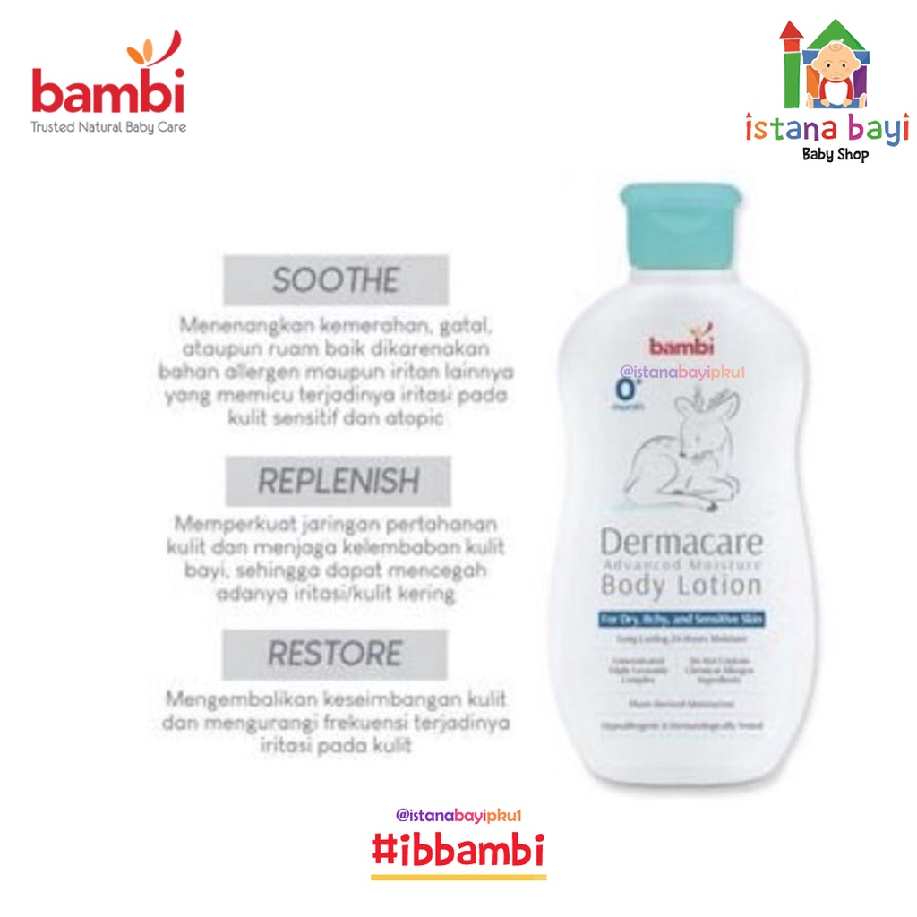 Bambi Baby Dermacare Advance Moisture Body Lotion 200ml | Lotion Pelembab Bayi Anak Khusu Kulit Atopic