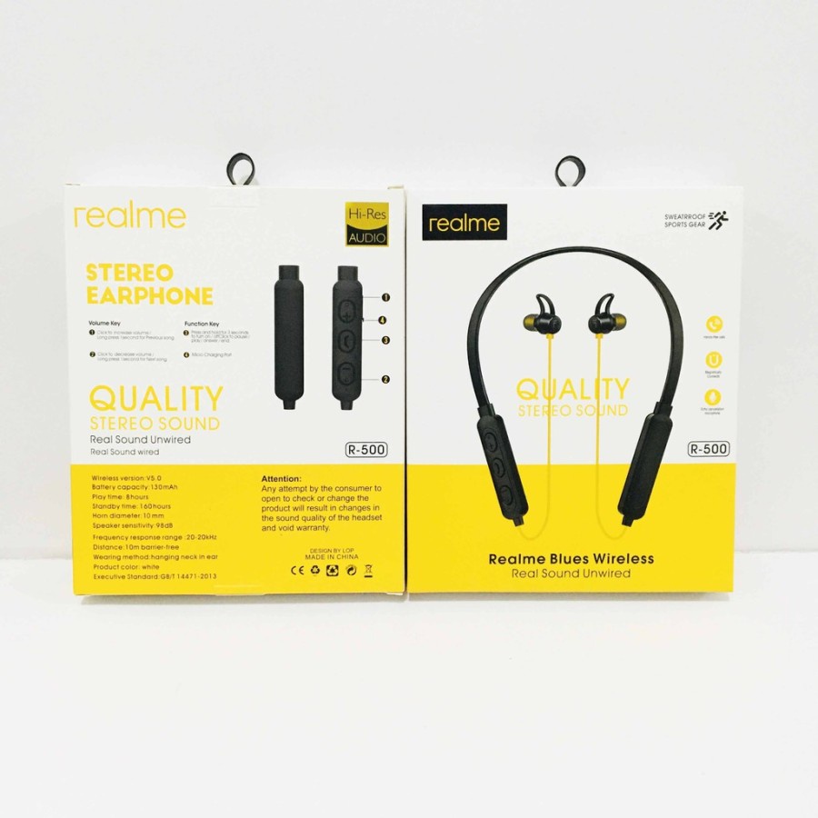 Headset Realme Bluetooth R-500 Handsfree Wireless Sport Earphone R500