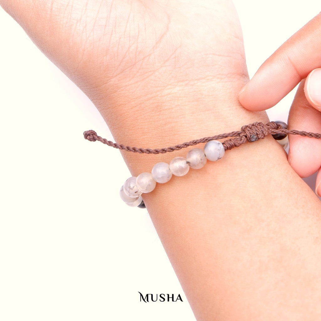 Musha Natural Stone Bracelet - Cord Adjustable | Gelang Batu Gelang Pria Gelang Wanita