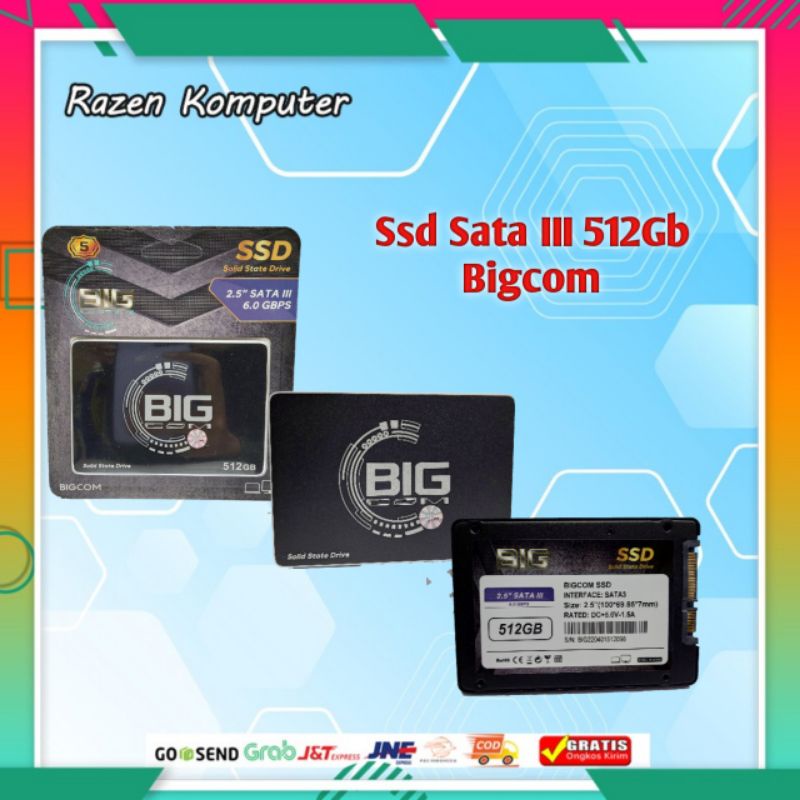 BIGCOM SSD 2.5 512Gb / 256Gb / 128Gb Sata III Garansi Resmi 5Tahun