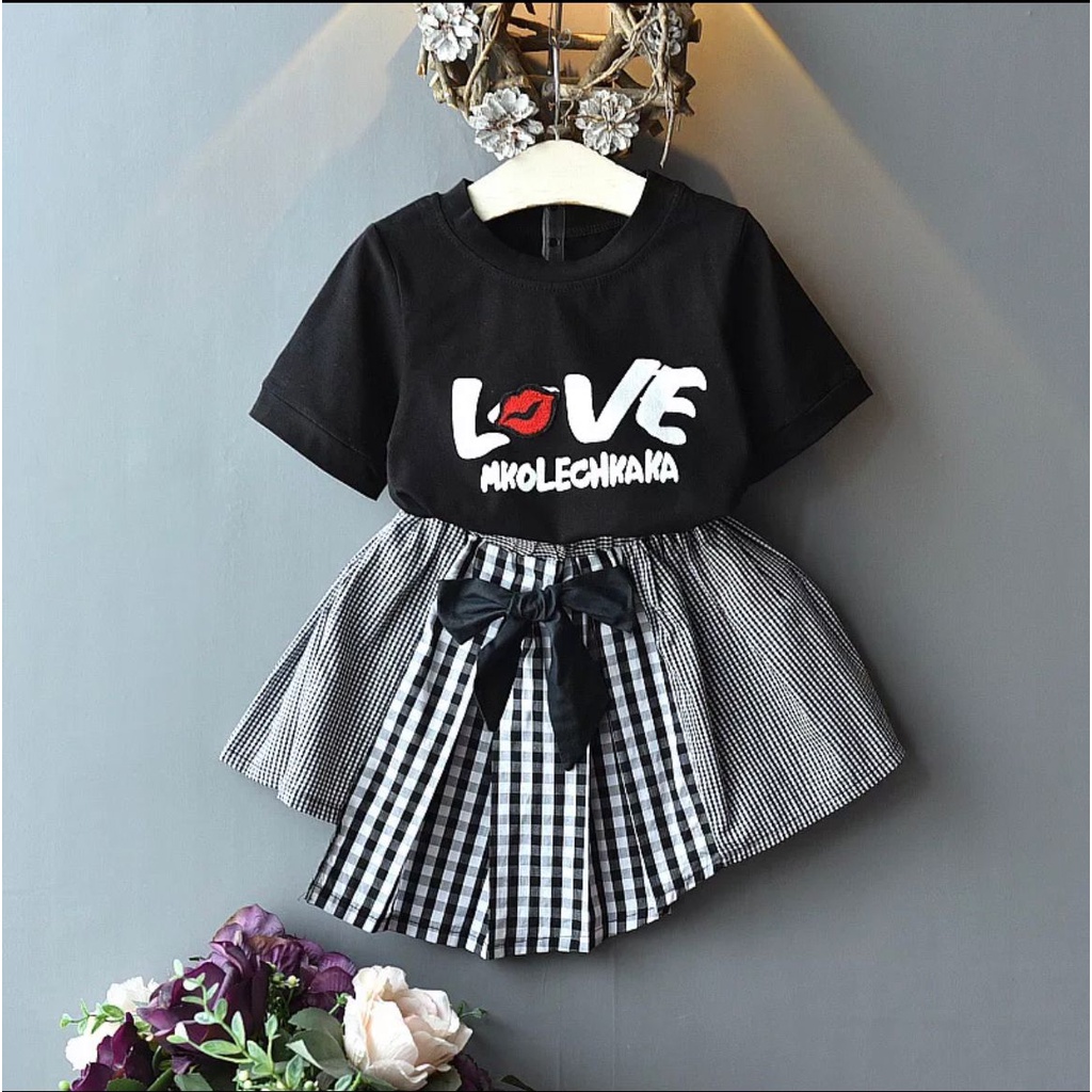 SETELAN DRES ANAK PEREMPUAN UMUR 1-5 TAHUN MOTIF LOVE BAJU ATASAN ANAK PEREMPUAN TERBARU OUTFIT ANAK MASA KINI FASHION ANAK TERLARIS TERMURAH