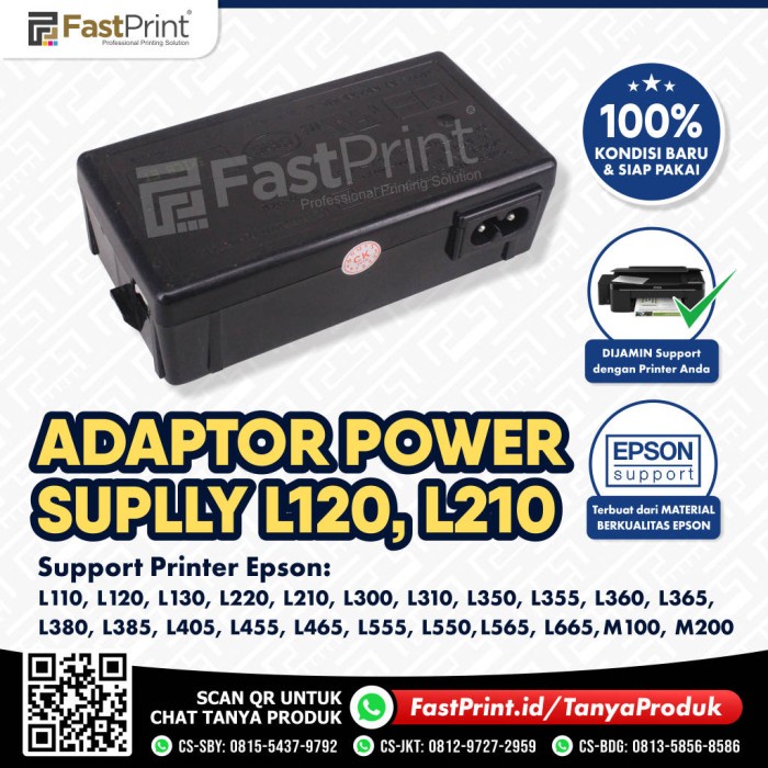 Sparepart Adaptor Power Supply Printer Epson L120 L210 L110 M200 L385 L405