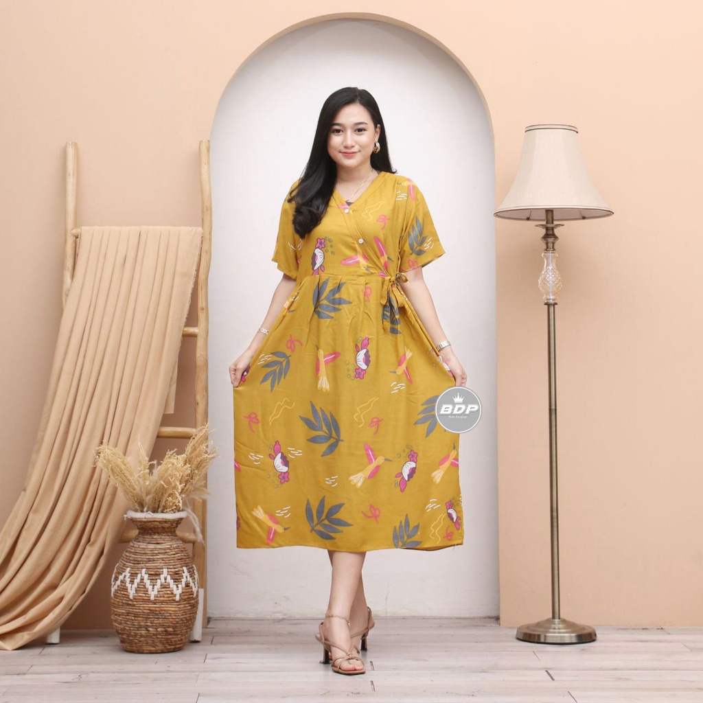 Dress Kimono Rayon Busui | Baju Tidur Wanita Daster Kekinian Kancing Depan