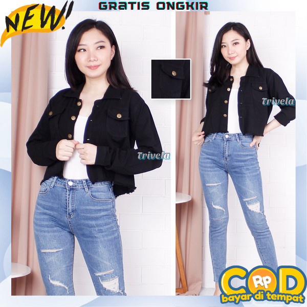 Jaket Levis Oversize Jumbo Big Size Jeans Jacket Denim Wanita Perempuan Cewek Cewe Terbaru Kekinian 