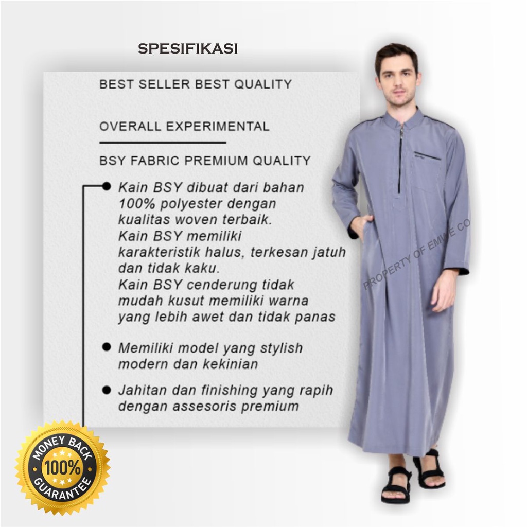 Jubah Gamis Pria Dewasa Lengan Panjang Model Saudi Polos dan Elegant Anti Kusut Premium