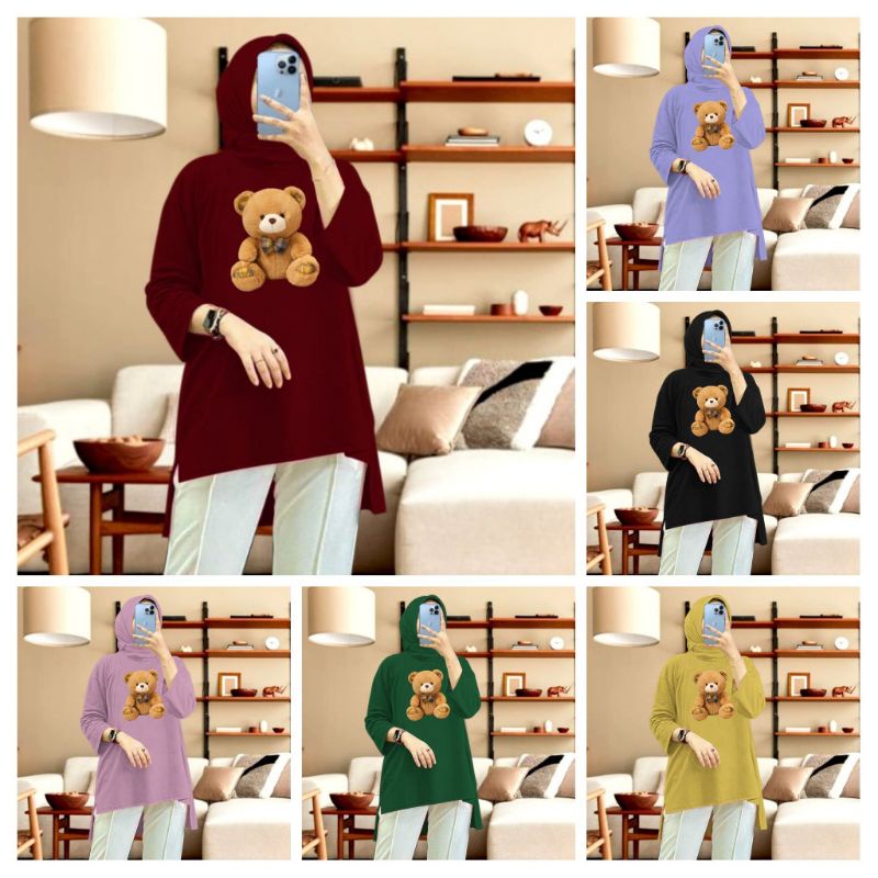 TUNIK HIJAB VIRAL KARAKTER TEDDY BEAR L XL XXL