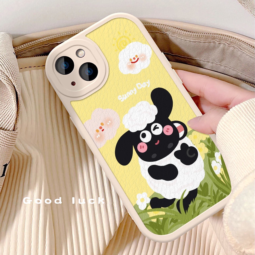 Case Pelindung Lensa Bulat Motif Domba Bahan Silikon Untuk iPhone 11 12 13 14 Pro Max X XS Max XR 7 8 14 Plus SE 2020 2022