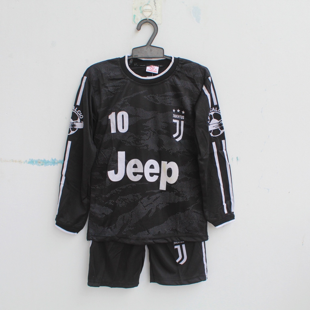 baju bola juve anak lengan panjang/ setelan baju kiper juventos hitam