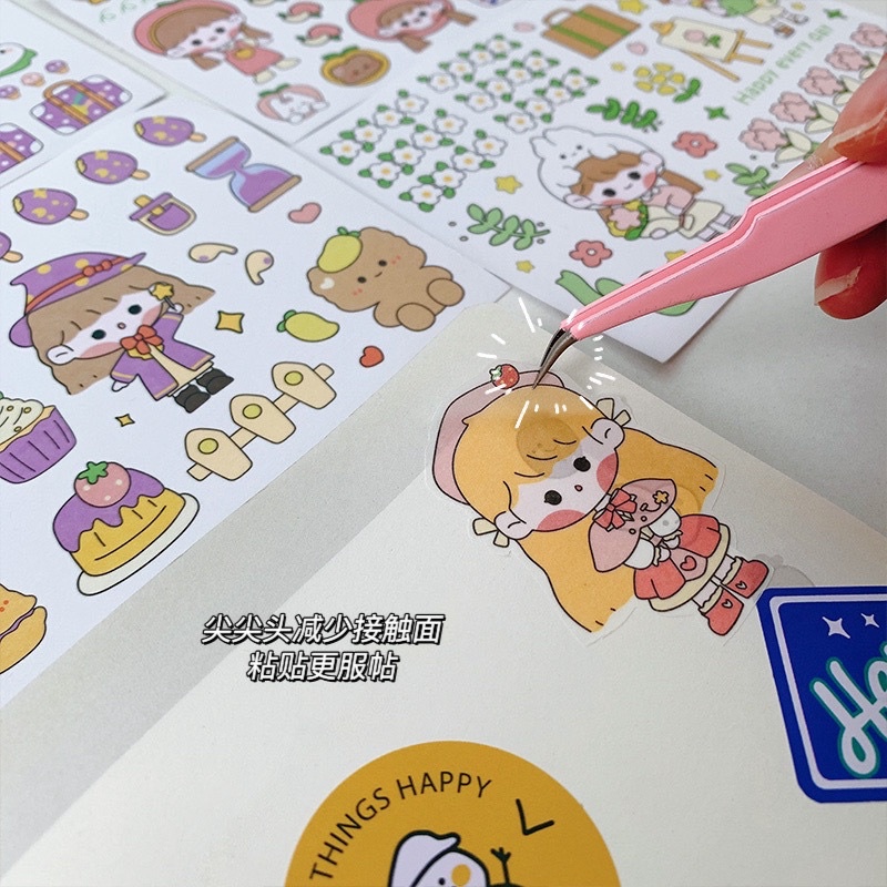 

Tweezer Sticker Pinset Pengambil Stiker Lurus Tweezers Bengkok Lengkung Gundam Presisi Stainless Steel Warna Macaron untuk DIY Handbook Collection book Jurnal PC Photocard