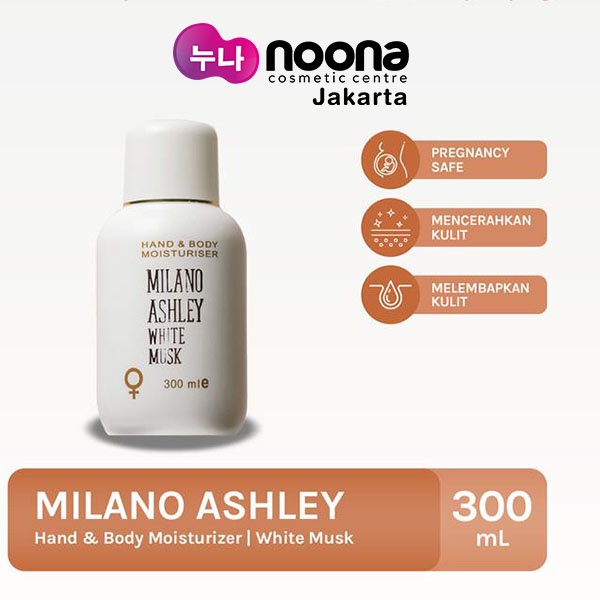 MILANO ASHLEY WHITE MUSK HAND &amp; BODY MOISTURISER 300ML / N015954