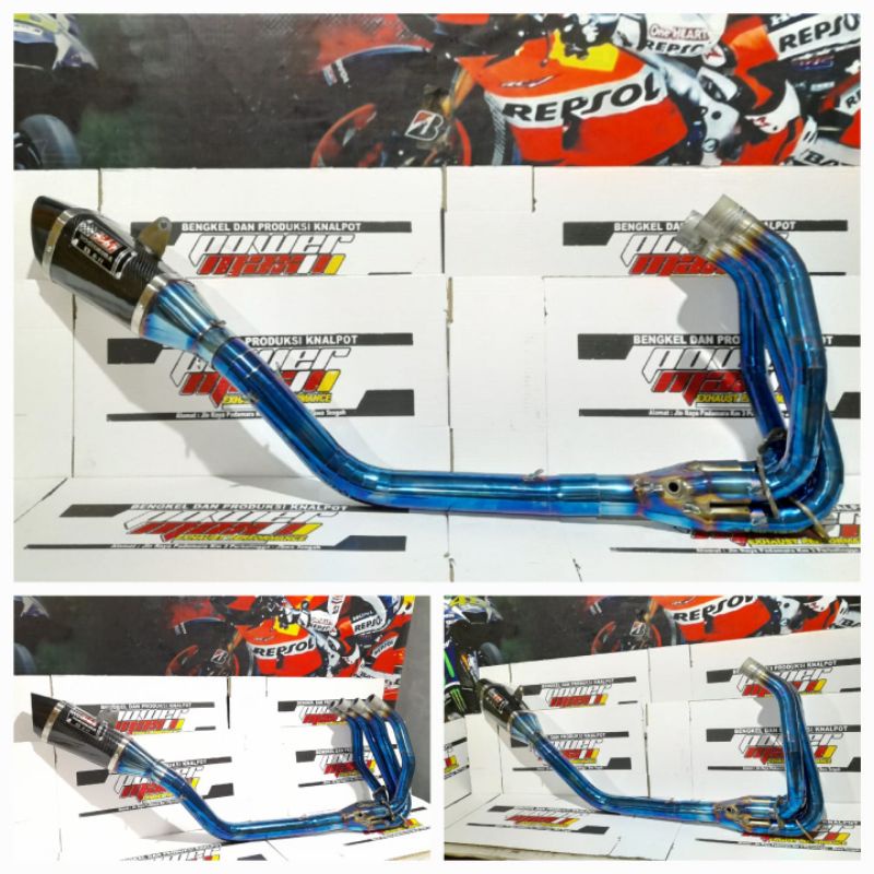 Knalpot YOSHIMURA R11 Ninja ZX25R Carbon BlueMoon Full System PNP
