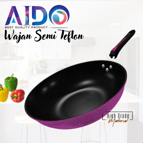 Wajan Penggorengan Enamel 32cm Wajan Teflon Fry Pan MURAH WAJAN JUMBO TEFLON TEBAL TAHAN API ANTI LENGKET Penggorengan Kuali Wok Pan Panci Kenceng Wajan Teflon 1332P