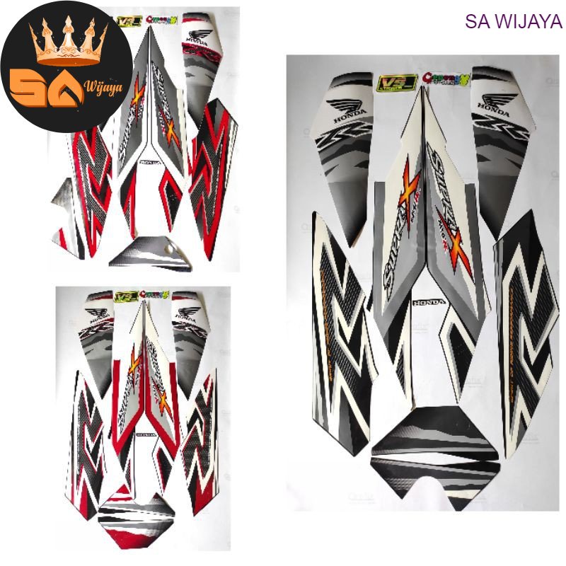 STRIPING STICKER LIST BODY MOTOR HONDA SUPRA X 125 R 2011 2012 HITAM ABU SILVER MERAH MURAH