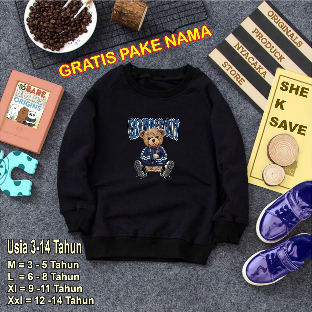 JAKET ANAK TERBARU-CREWNECK ANAK LAKI LAKI DAN PEREMPUAN UNTUK USIA 4-12 TAHUN-SWEATER CREWNECK NYACAKA GAMBAR DTF TERBARU DAN TERLARIS