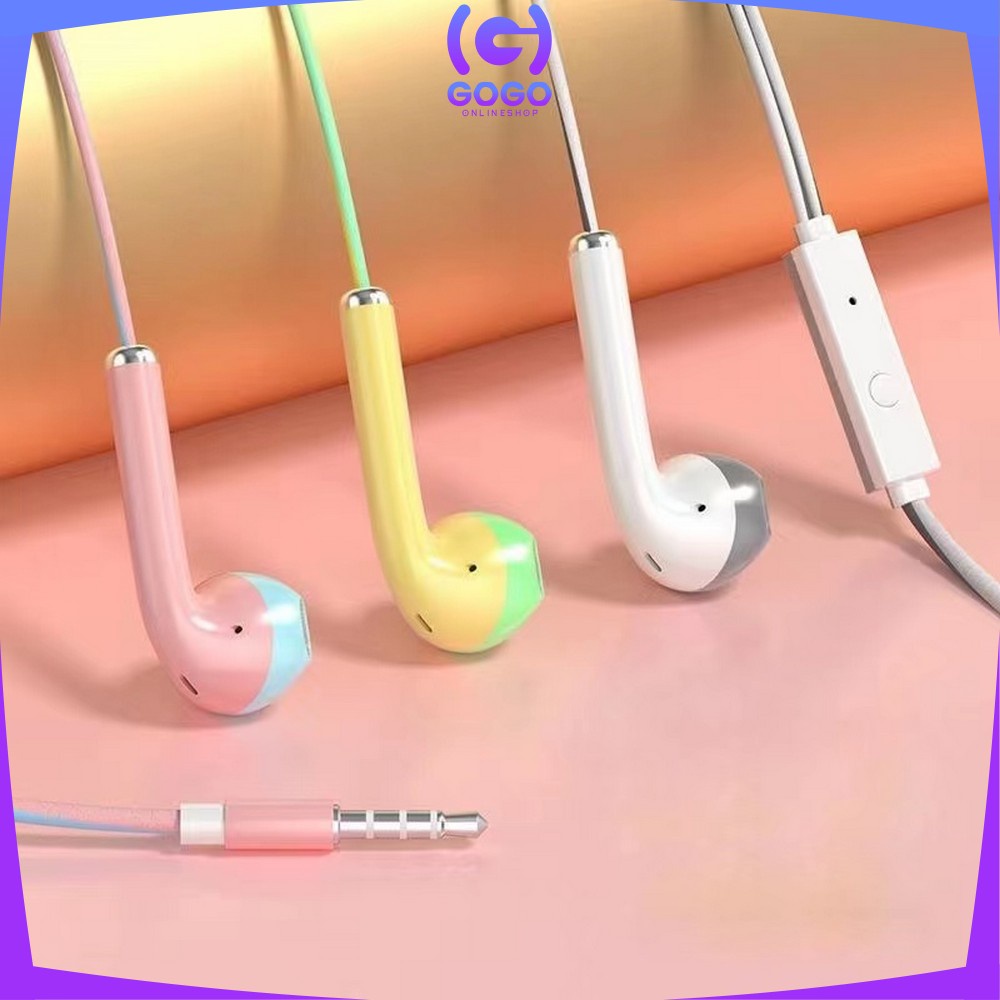 GOGO-C517 Headset Macaron Earphone Dua Warna Handsfree Musik U24 Macaron Superbass Hedset Musik Extra Bass