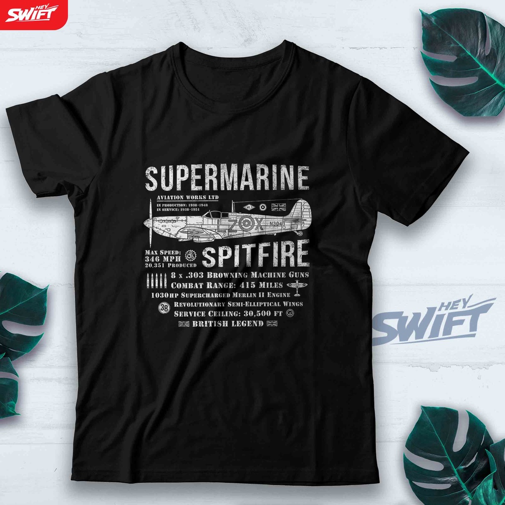 KAOS Supermarine Spitfire bomber aircraft military war aviation TSHIRT BAJU DISTRO