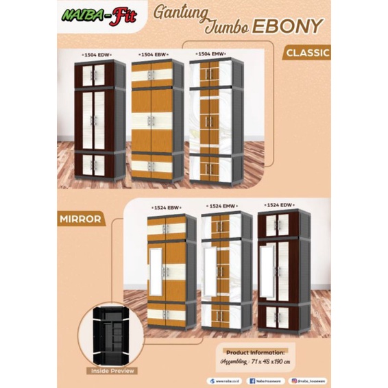 Lemari Hanger Naiba Fit Lemari plastik gantung naiba jumbo FIT (KARGO)