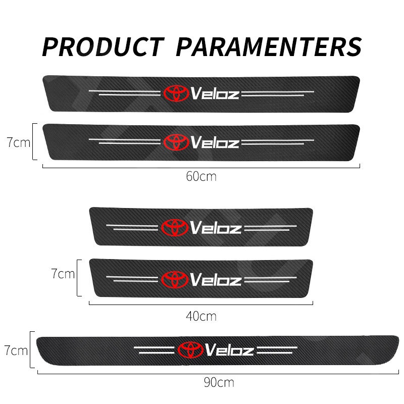 Toyota Veloz Carbon Fiber Car Door Sticker Protector Auto Threshold Strips Sticker Anti Gores