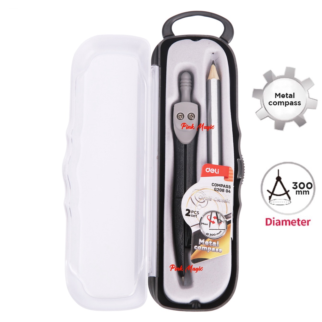 

JANGKA BESI METAL + PENSIL RAUT DELI EG-20804 GEOMETRI COMPASS SET BAGUS