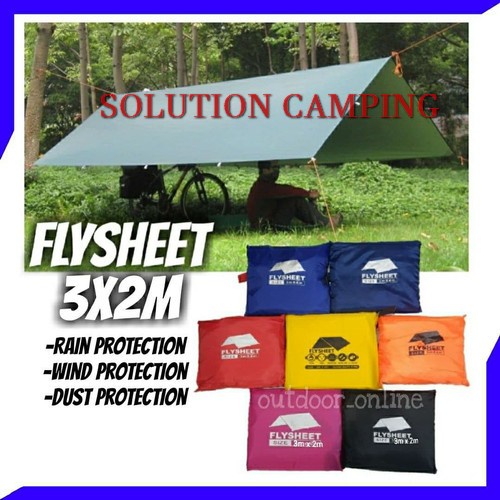 BAYAR DI TEMPAT - CUCI GUDANG - FLYSHEET 2X3 WATERPROOF - TENDA CAMPING - ATAP TENDA - TERPAL TENDA - WATERPROOF - FLYSHEET BIVAK - FLYSHEET BUSHCRAFT - ALAS TENDA