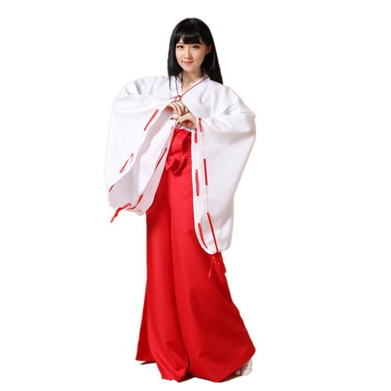 [MikanHiro Store] Cosplay Kikyo Miko Costume Inuyasha Anime Penyihir Jepang Kimono