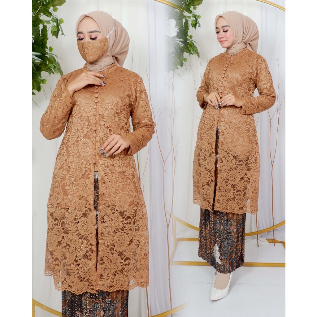 Set Kebaya Tunik Kancing depan Tunik Brokat Kebaya Modern Kebaya tile Kebaya