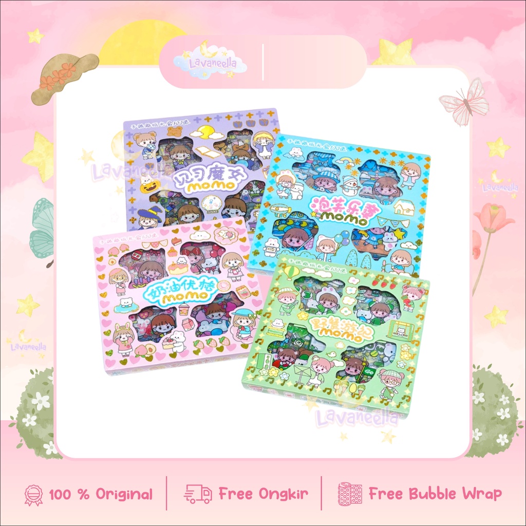 

READY 100 Lembar Stiker Motif Kartun Korea Lucu Anti Air Dekorasi Handbook Scrapbook DIY STIKER MOMO STIKER LUCU Set Stiker Gadis Kartun MOMO