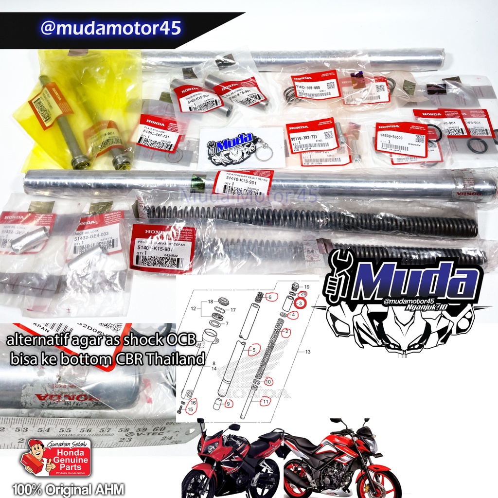 SPRING KIT AS SHOCK DEPAN OLD CB150R  UNTUK PNP SKOK BOTTOM SOK CBR150R CBU THAILAND PER PIR PIPE SE