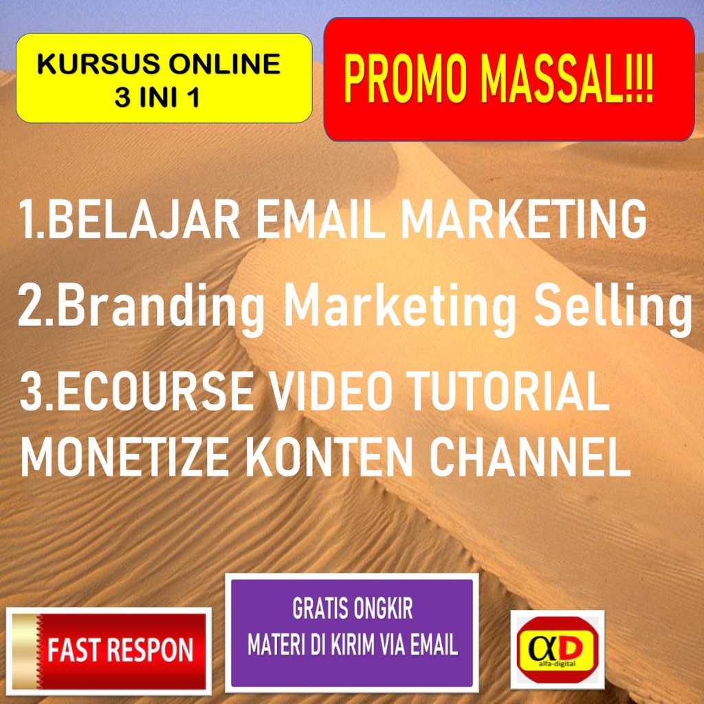 ECOURSE PROMO MASSAL TERMURAH BELAJAR EMAIL MARKETING BRANDING MARKETING ECOURSE VIDEO TUTORIAL MONE