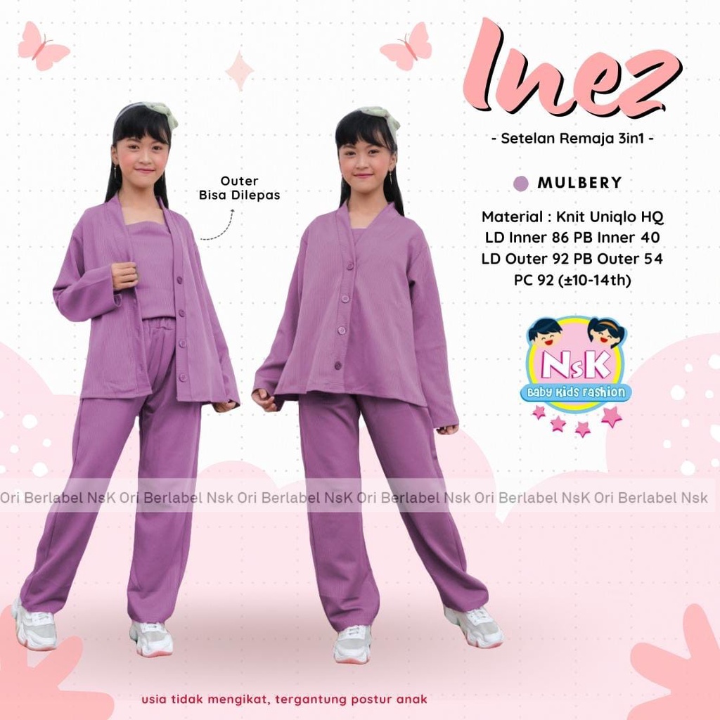 Baju Anak Tanggung Perempuan Setelan Celana Anak Remaja Tanggung Perempuan Set Teen Polos