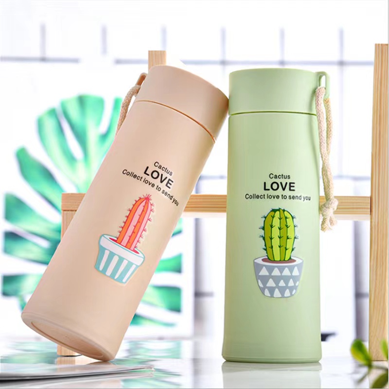 LUCKY BOTOL KACA Termos Tumbler Unik Motif Tanaman Cactus Kaktus Animal Six Oup 450 ML My Bottle GLASS MATERIAL