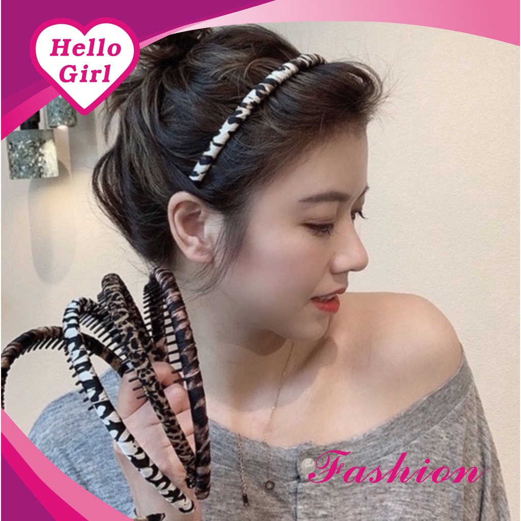 (Hello Girl)B14 Bandana Headband Terbaru Warna Macam Tutul Lebar Non-Slip Wanita Import