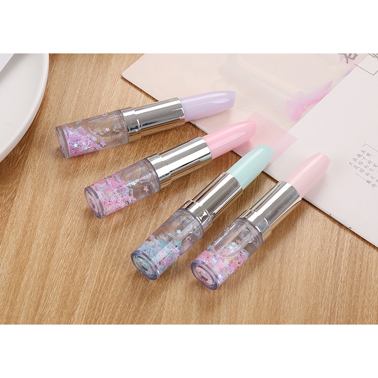 

HJK 1 LUSIN (12 PCS) PULPEN GEL GLITTER MOTIF LIPSTICK LUCU IMUT / BOLPEN GEL KARAKTER LIPSTIK LG