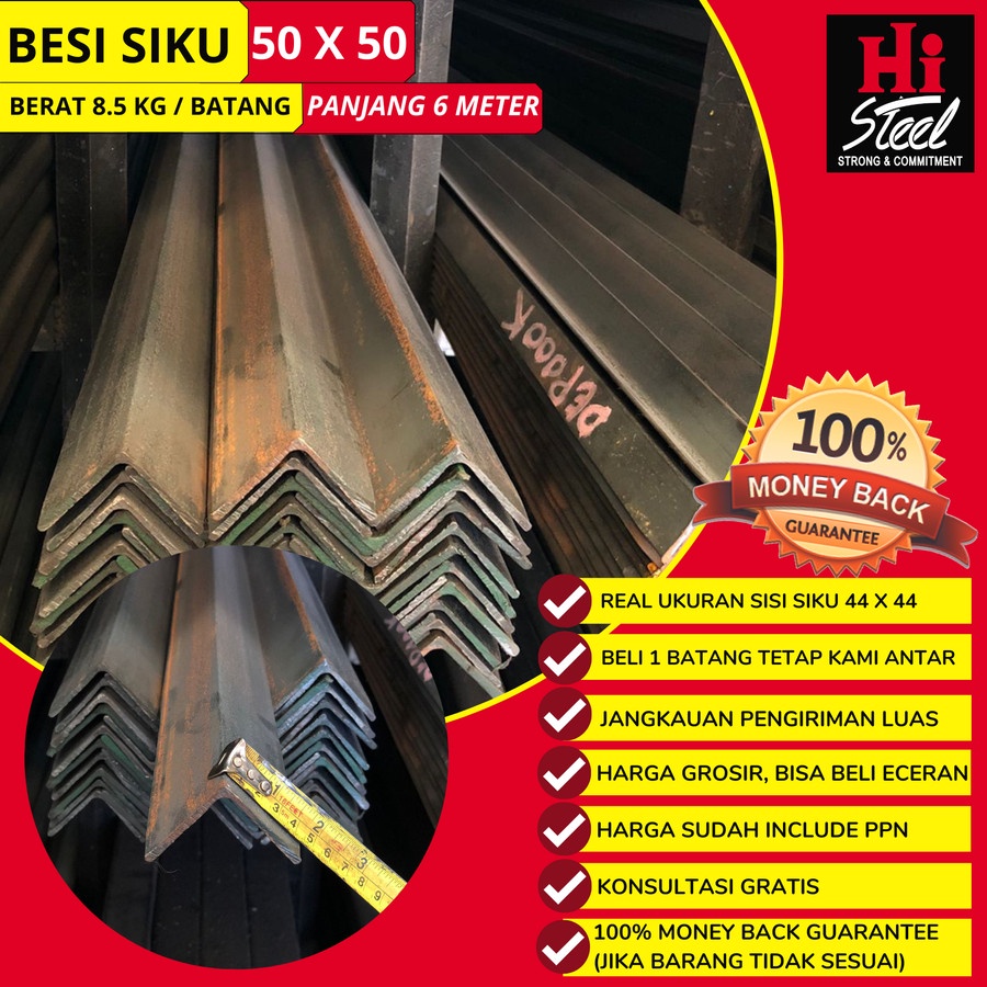 Besi Siku 50 X 50 X 2.5mm X 6m