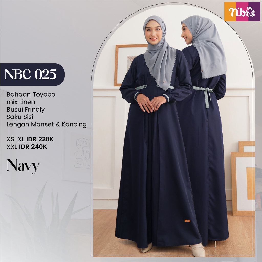 [BISA COD] Nibras Gamis NBC 25 Bahan Toyobo mix Linen Dress Fashion Muslimah Simpel Modern by Nibras