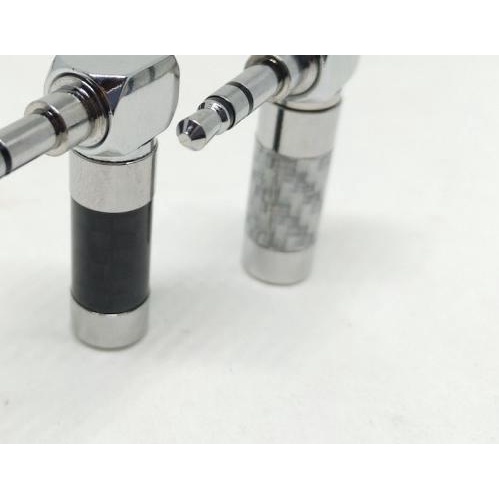 Rhodium Plated Carbon Fiber Jack 3.5mm Replacement Audio L Shape - Hitam