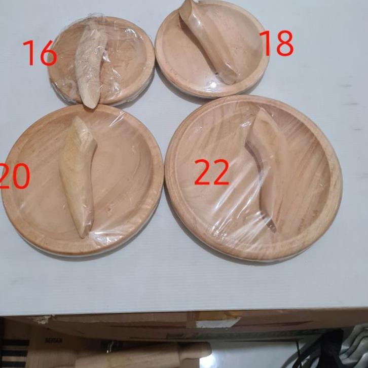 Murmer--Cobek Kayu + Ulekan Ukuran 16 18 20 22 CM Bahan Kayu Pinus / Coet Kayu plus tumbukan Uk Keci