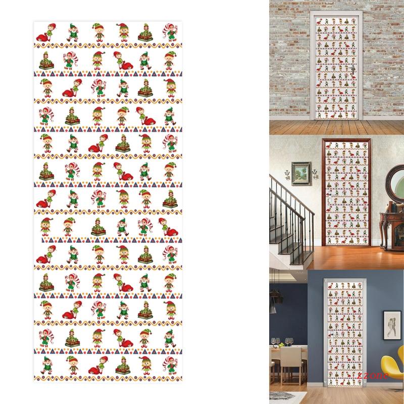 Zzz 2pcs / set Stiker Dinding / Pintu / Kulkas Motif Natal Untuk Dekorasi Kamar Anak