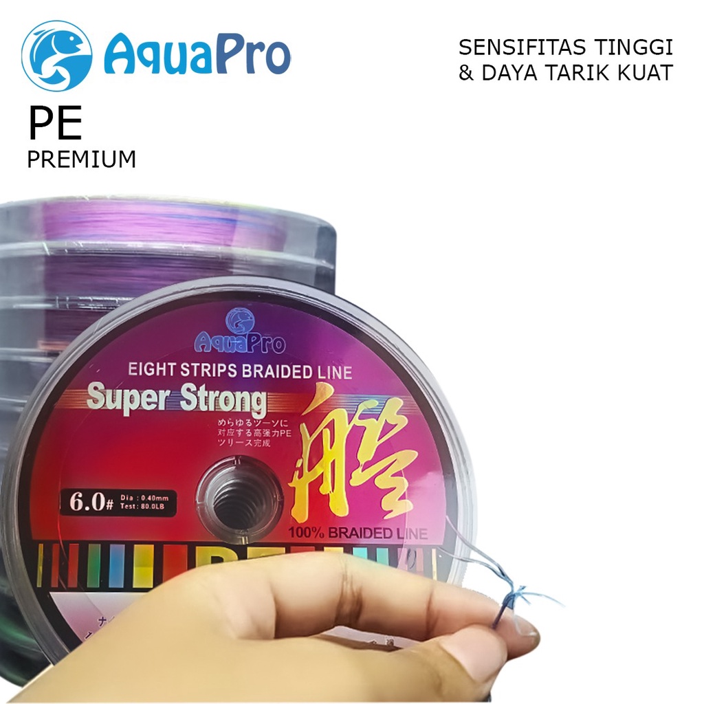 Aquapro 100M Premium PE Fishing Line X8 Strength 3.10kg-18.6kg Senar Pancing Premium Braided Fishing