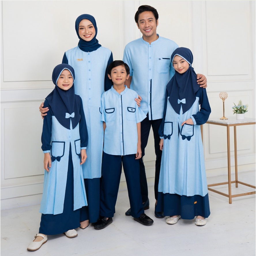 Baju Couple Keluarga Alesha Blue Sarimbit Nibras Terbaru 2023 Baju Muslim Cople Pasangan Ibu Ayah An