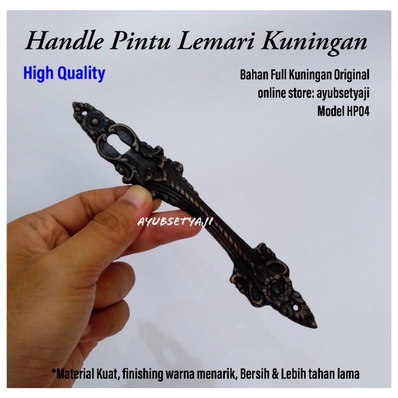Handle Pintu lemari Kuningan antik model Hp04 Tutup lubang kunci Tarikan laci lemari hendel panjang 