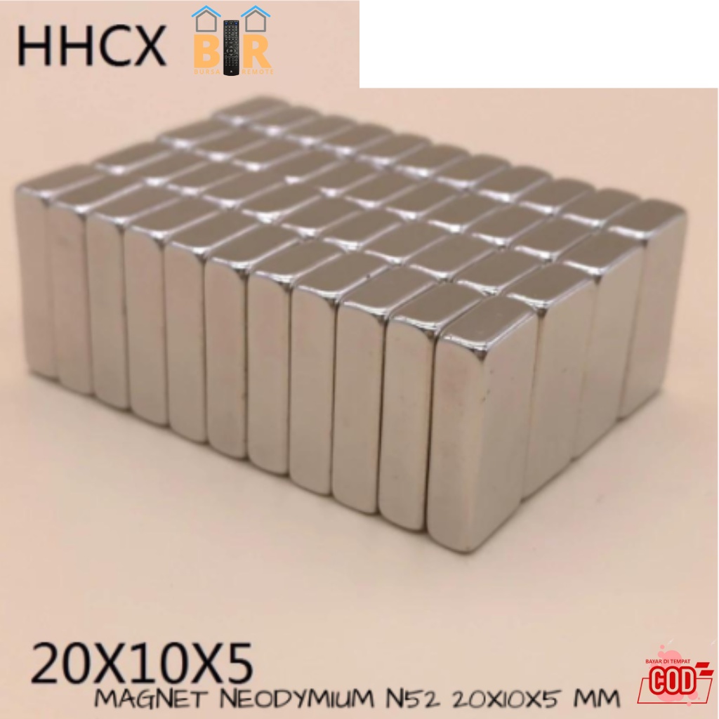 STRONG MAGNET NEODYMIUM KOTAK N52 NdFeB SQUARE 20X10X5MM - MAGNET Tempel (MIN 2 PC)