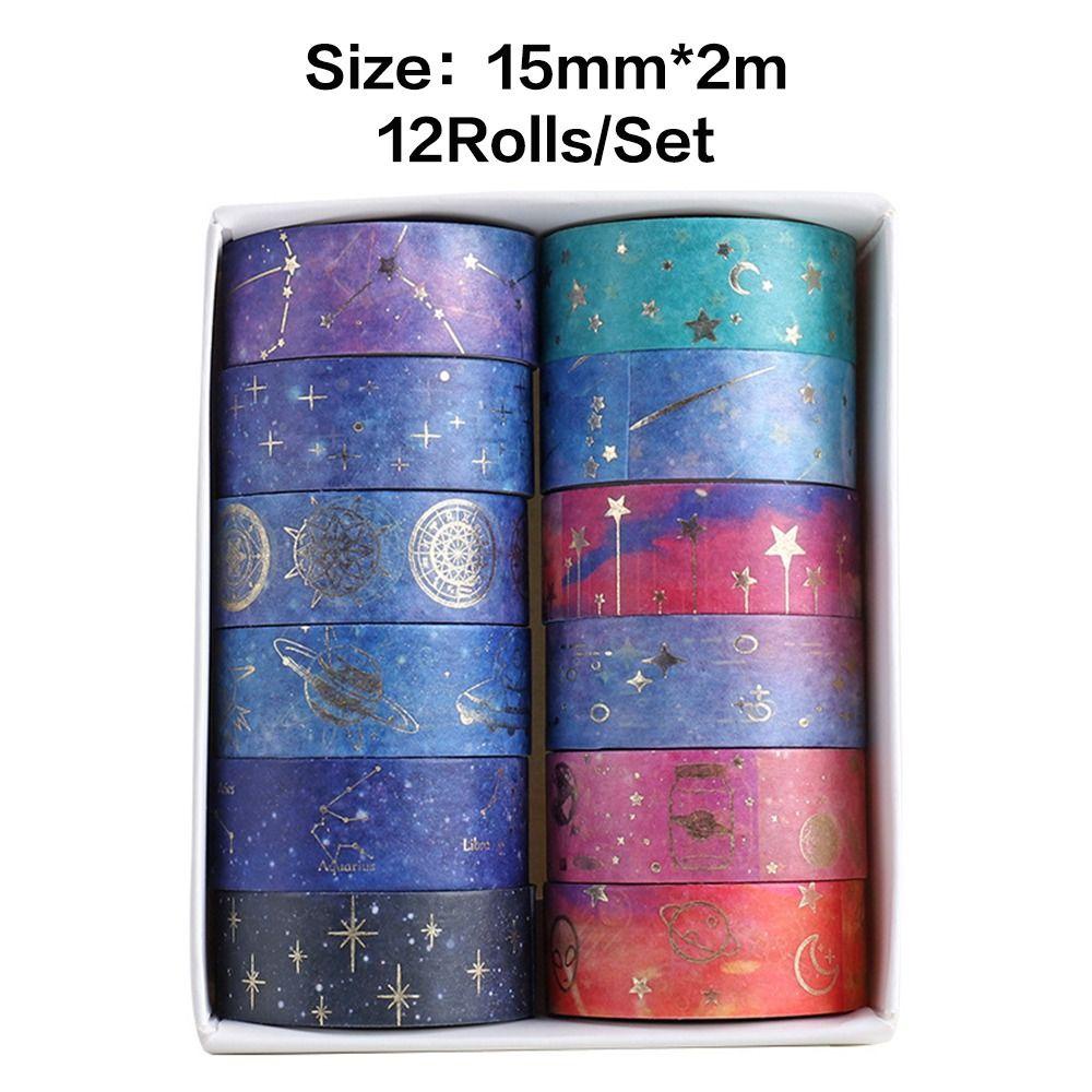 Nanas 12Roll/Set Washi Tape Sastra Merry Christmas Scrapbooking Starry Sky Series Little Fresh INS DIY Bahan