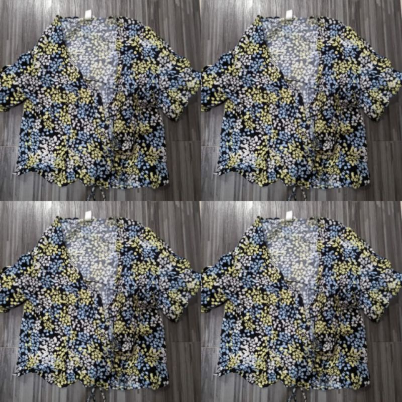 ICENEM GREEN FLORAL PUFF SLEEVE BLOUSE