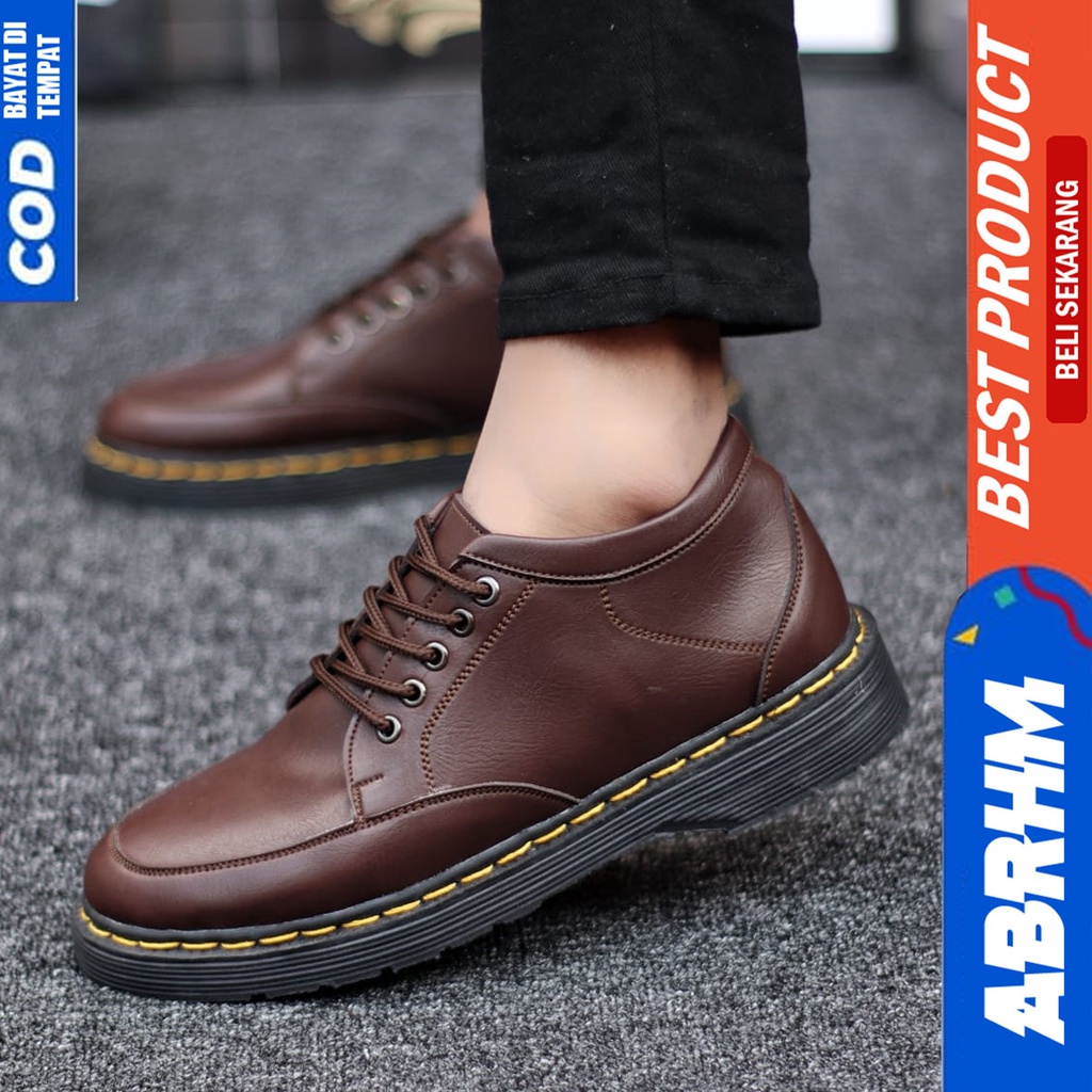 Sepatu Formal Pantofel Docmart Low Boots Kerja Hitam Pria Abrhm GAVI